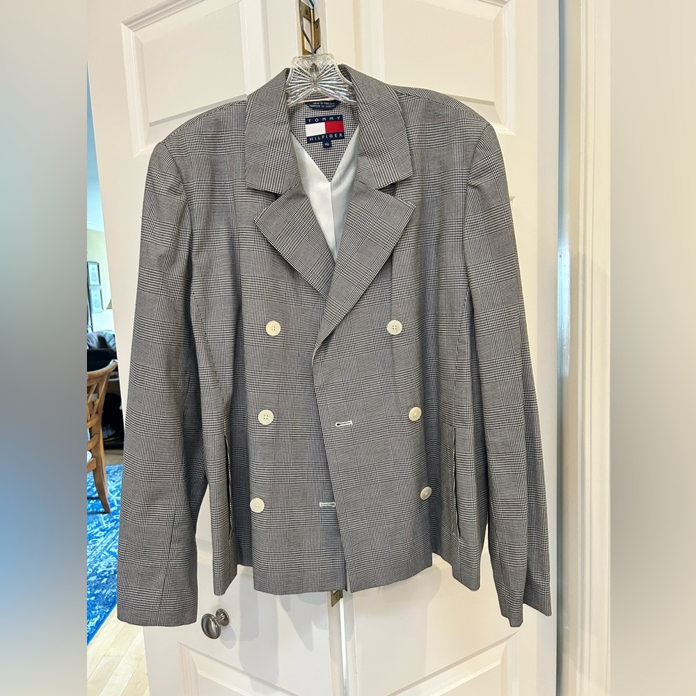 Tommy Hilfiger Black and White Houndstooth Blazer